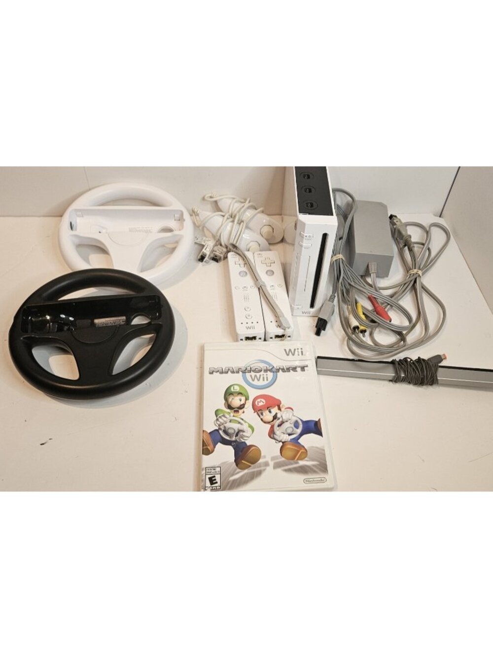 Mario Kart Wii Console Bundle, with 2 Controllers, Steering Wheels, & Nunchucks